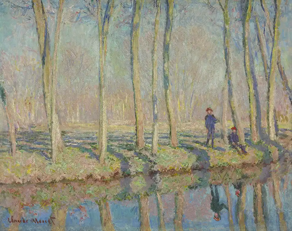 Jean Pierre Hoschedé and Michel Monet on the Bank of the Epte